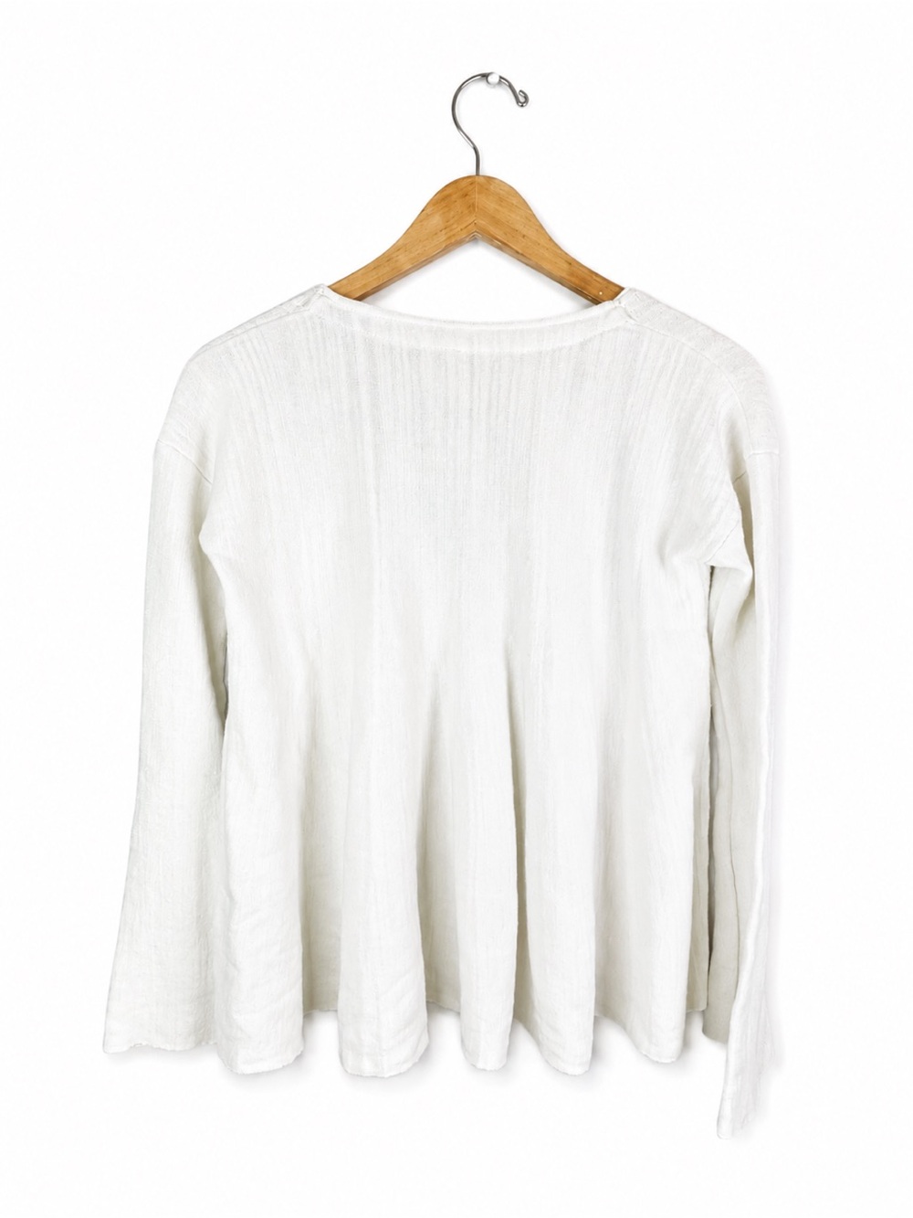 Free People White Linen Blend Bell Sleeve Swing Top S Boho - Picture 3 of 7